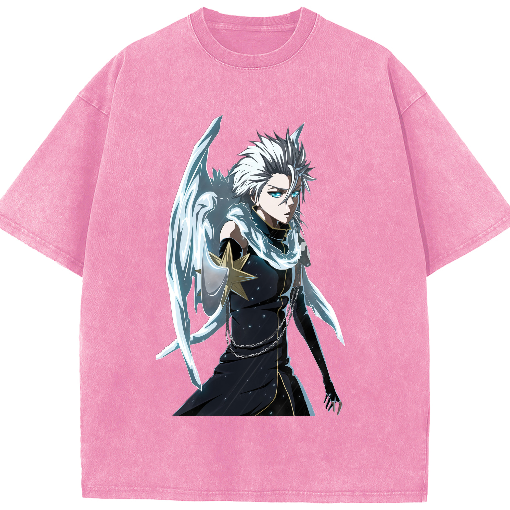 （画像用） ブリーチ 日番谷冬獅郎（ひつがや とうしろう） BLEACH Hitsugaya Toushirou 綿100% ヴィンテージ風 半袖Tシャツ（フロントプリント）